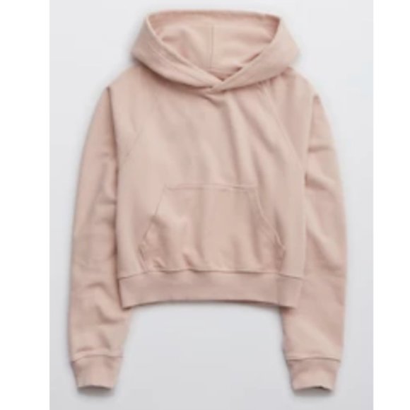 aerie Tops - Aerie Luxe Inside Out Cropped Hoodie